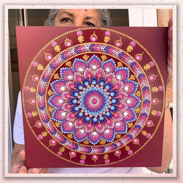 Cuadro puntillismo mandala