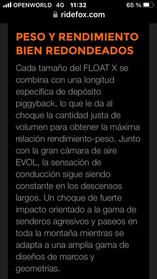 Body Shock Fox Kashima Float X2 230 X 65mm | Cuotas sin interés