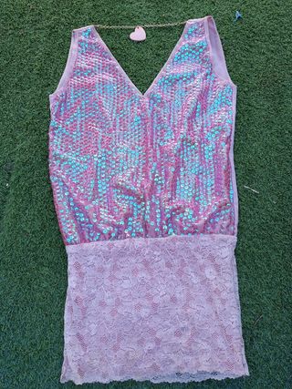 Vestido rosa con brillos fiesta