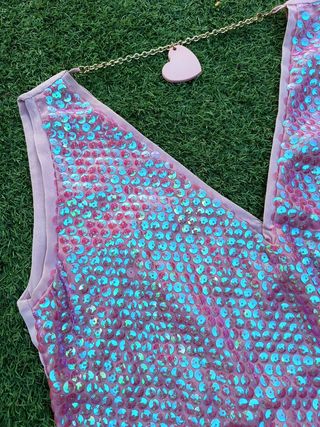 Vestido rosa con brillos fiesta