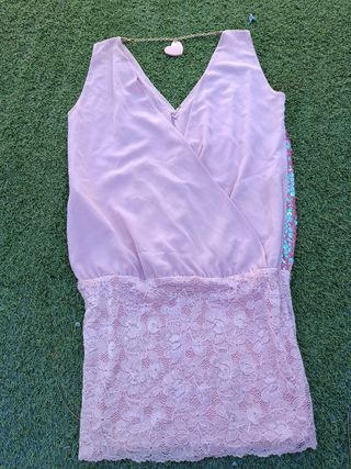 Vestido rosa con brillos fiesta
