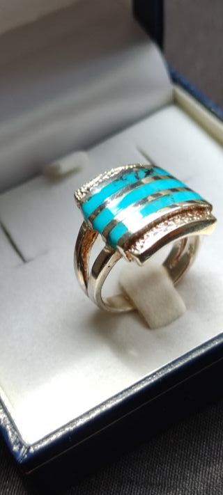 Sortijas plata 925 nácar y turquesa