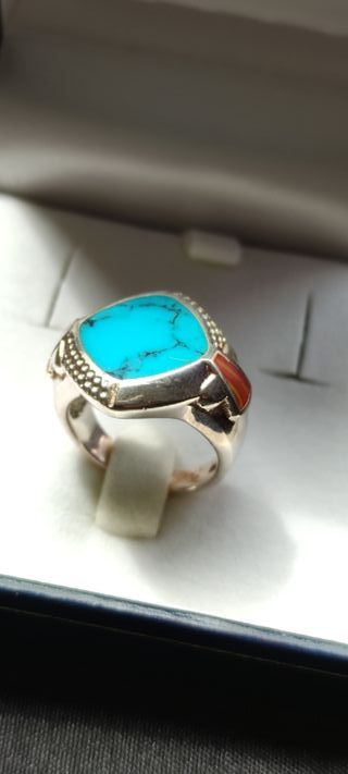 Sortijas plata 925 nácar y turquesa