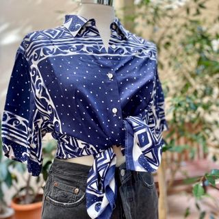 Camicia Prenatal vintage '90 fantasia bianca e blu