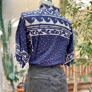 Camicia Prenatal vintage '90 fantasia bianca e blu