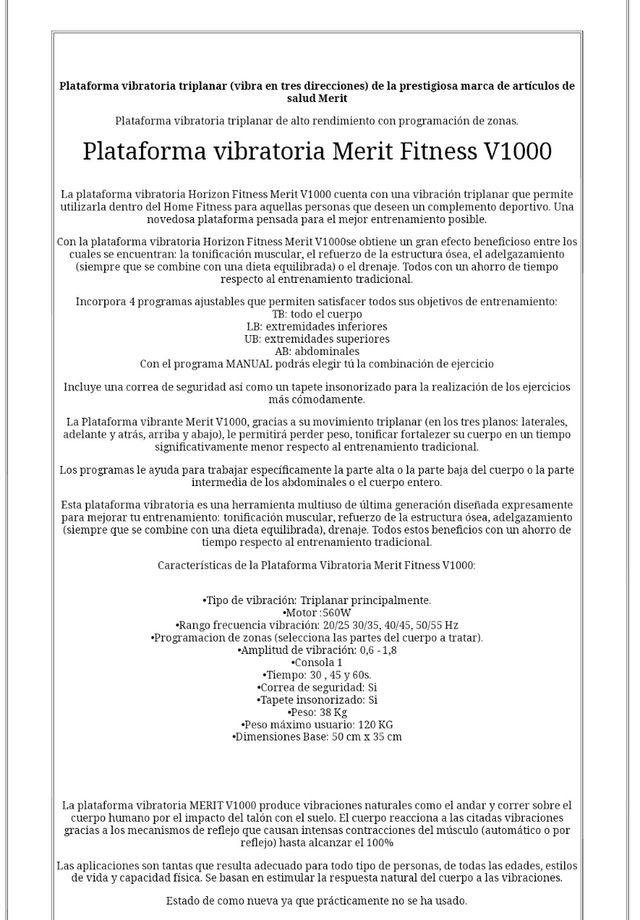 Plataforma vibratoria Gym Merit Fitness V1000