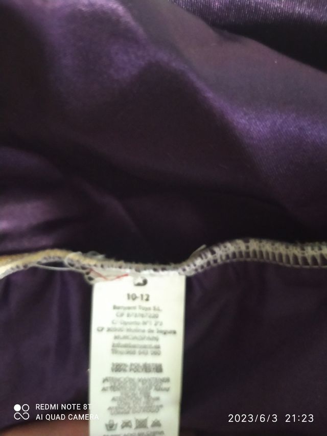 princesa 10/11 años morado y dorado