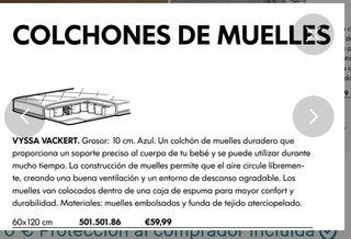 colchón cuna/cuna viaje 120x60
