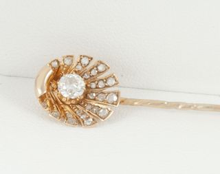 Alfiler de corbata en oro amarillo 18k y brillante