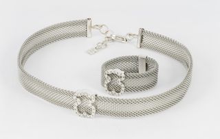 Conjunto Tous pulsera -anillo oro blanco 18k/Steel