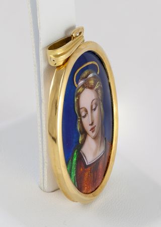 Colgante antiguo oro 18k y porcelana esmaltada