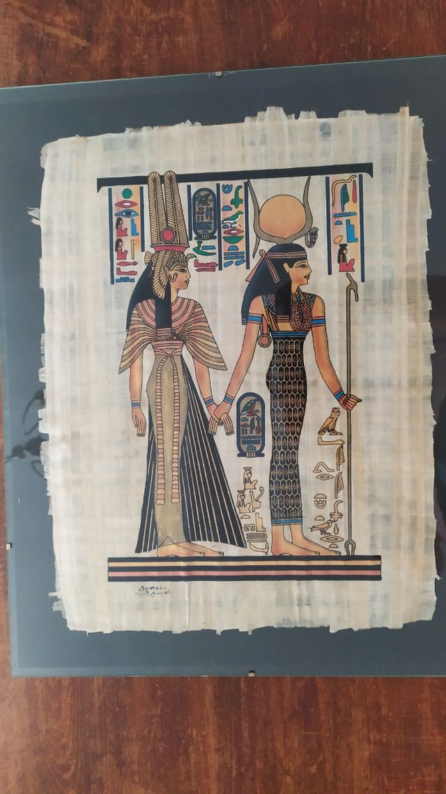 2 cuadros de papirus en cristal