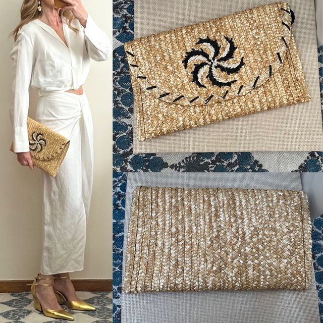 🌾 Clutch trenzado natural Blanco