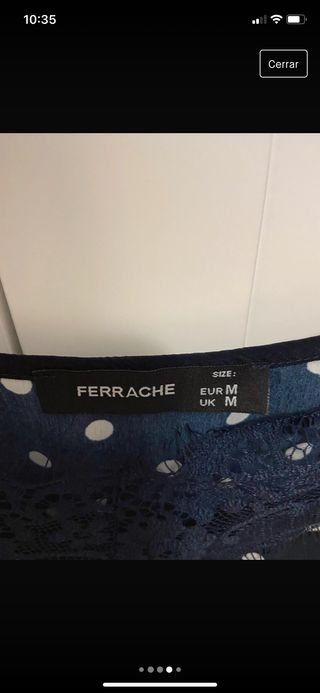 Top lencero azul marino lunares blanco