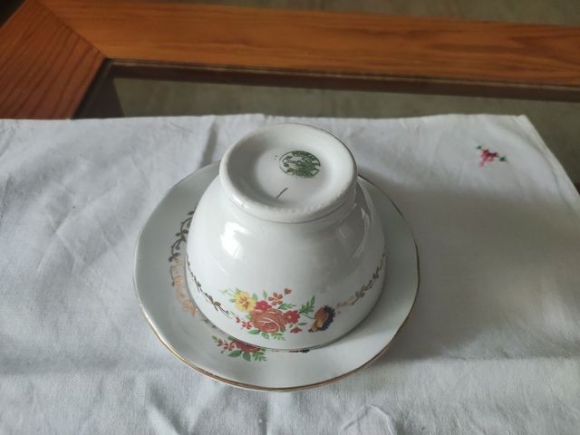 Cuenco y plato porcelana antiguos