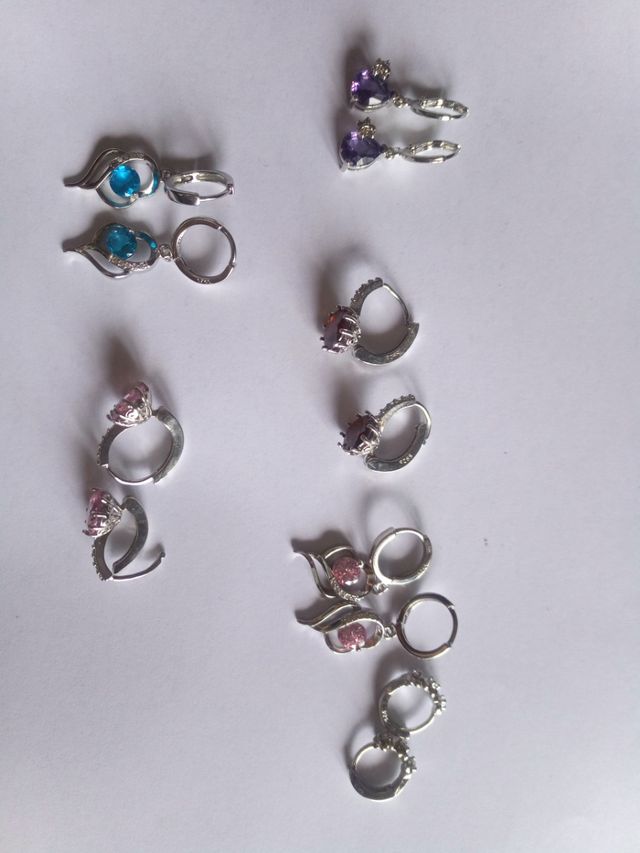 Lotto 6 paia di orecchini in argento pendenti