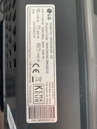 MICROONDAS LG MH6336GIB