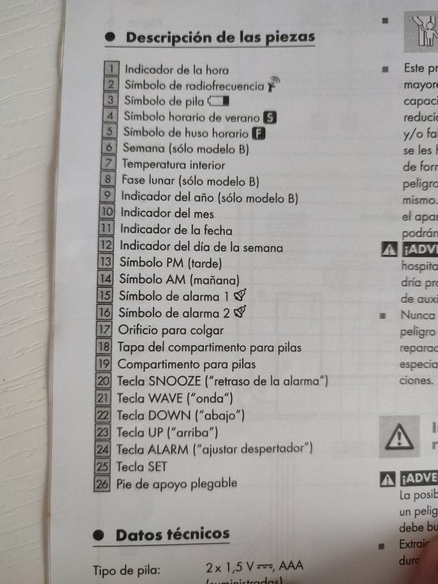 reloj radiocontrolado con pantalla LCD