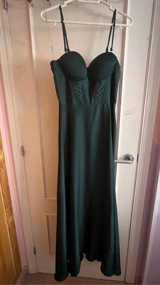 Vestido noche. Verde botella.