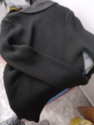 Chaqueta mezcla piel y lana tipo biker
