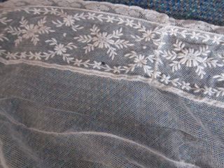 VOLANTE ENCAJE ANTIGUO DE TUL BORDADO