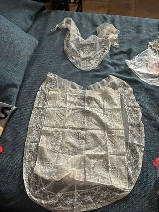 VOLANTE ENCAJE ANTIGUO DE TUL BORDADO