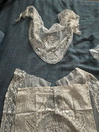 VOLANTE ENCAJE ANTIGUO DE TUL BORDADO