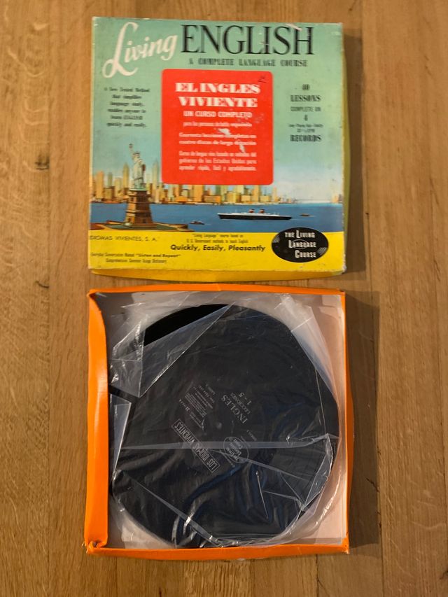 Caja con 4 vinilos Curso de inglés de los 70's