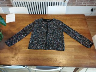 chaqueta de fiesta negra con lentejuelas