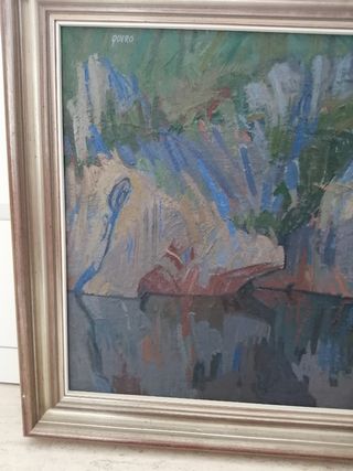 Oleo: Río Duero en Soria. Pintor: Ernesto Quero.