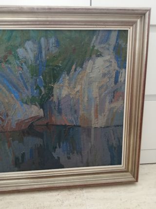 Oleo: Río Duero en Soria. Pintor: Ernesto Quero.