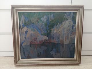 Oleo: Río Duero en Soria. Pintor: Ernesto Quero.