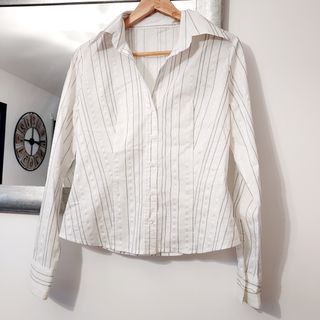 Camisa Blusa Blanca Raya Vertical T.L