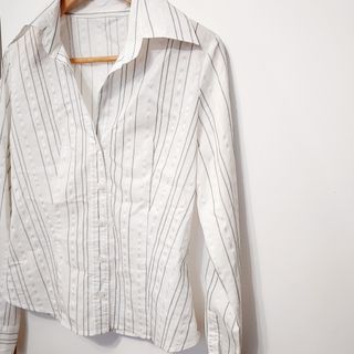 Camisa Blusa Blanca Raya Vertical T.L