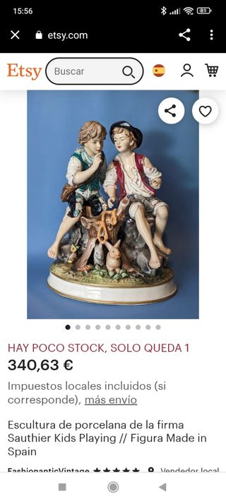 Escultura porcelana GALOS numerada y firmada.