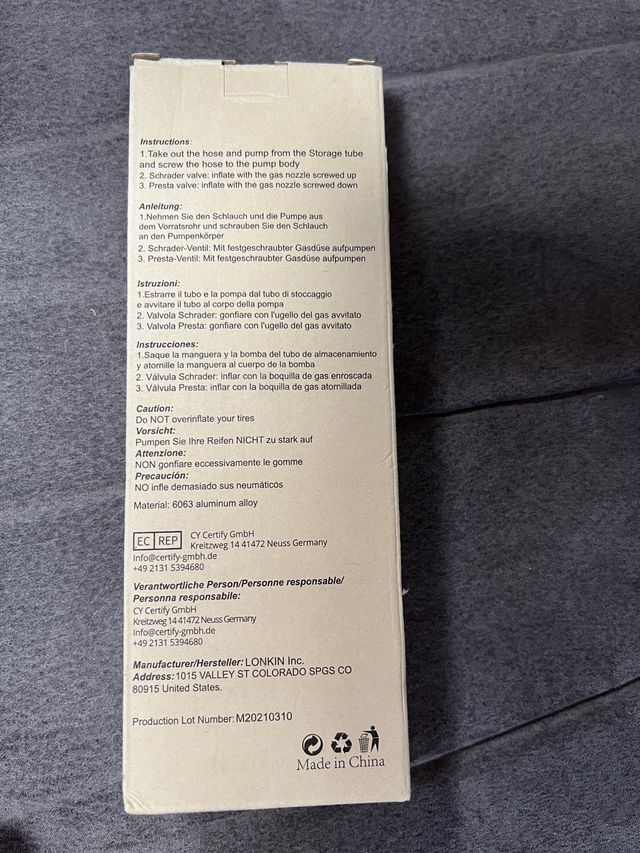 Inflador bombín ruedas bicicleta