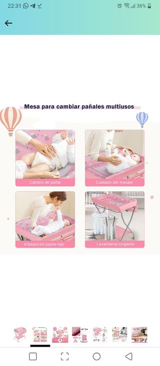 Cambiador para niños color rosa