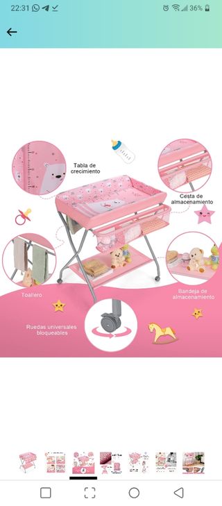 Cambiador para niños color rosa