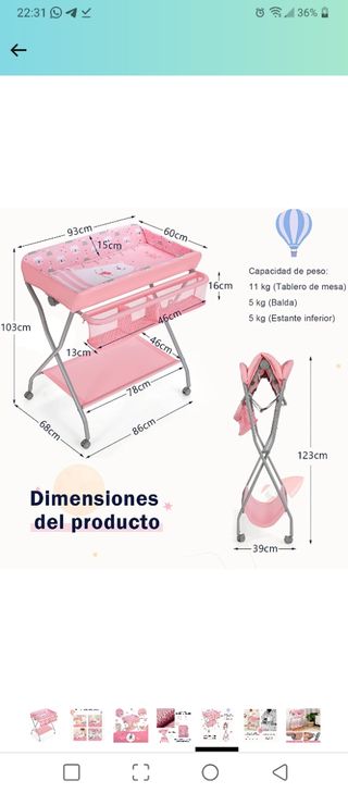 Cambiador para niños color rosa