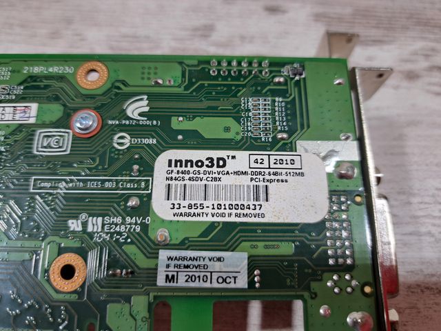 Nvidia 8400 GS 512MB DDR2 Perfil Bajo (inno3D)
