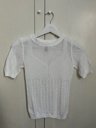 Camiseta punto manga corta blanca H&M XS