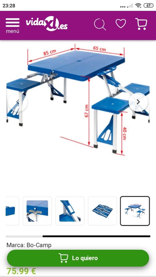 mesa plegable  con sillas