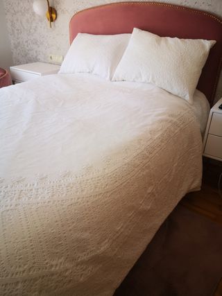 Edredón blanco 100% Algodón con 2 almohadas