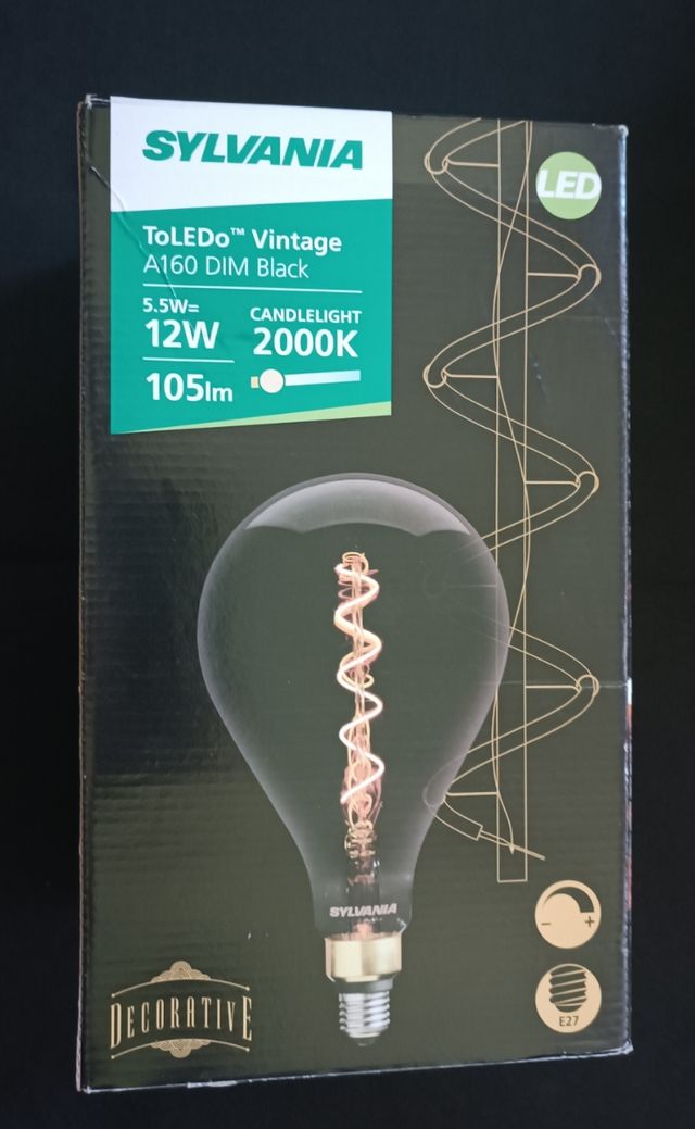 Bombilla Sylvania ToLEDo Vintage A160 DIM Black