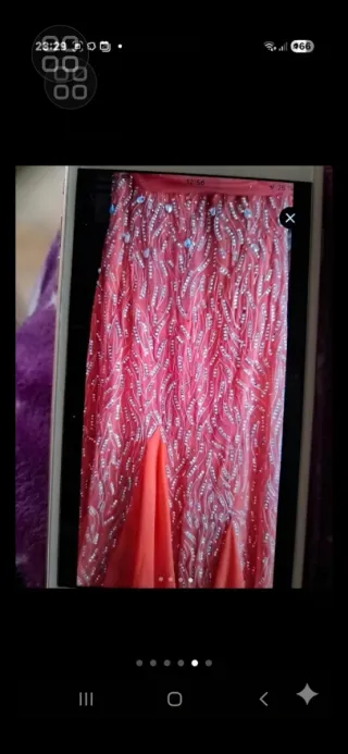 Vestido de fiesta Coral con Pedrería - Talla 42