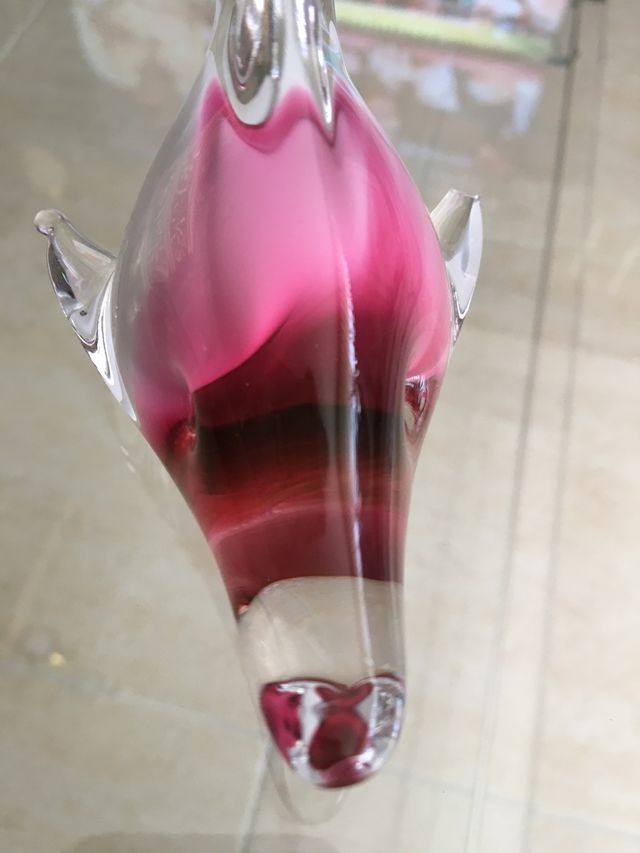 Pez de cristal de Murano en tonalidades Rosas