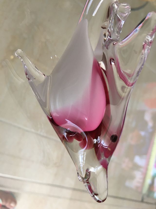 Pez de cristal de Murano en tonalidades Rosas