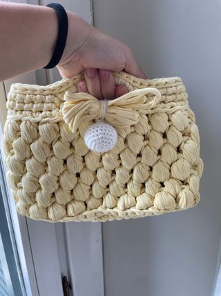 Bolso de mano Crochet Beige 