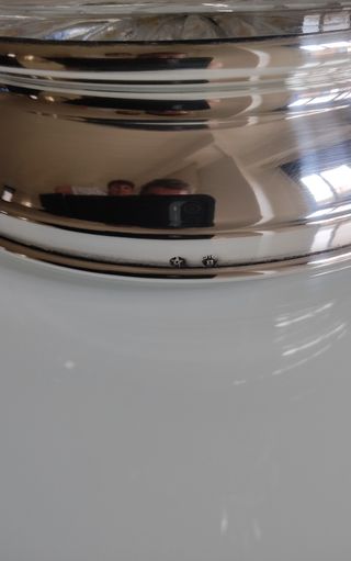 Jarron cristal tallado con base de plata