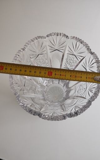 Jarron cristal tallado con base de plata